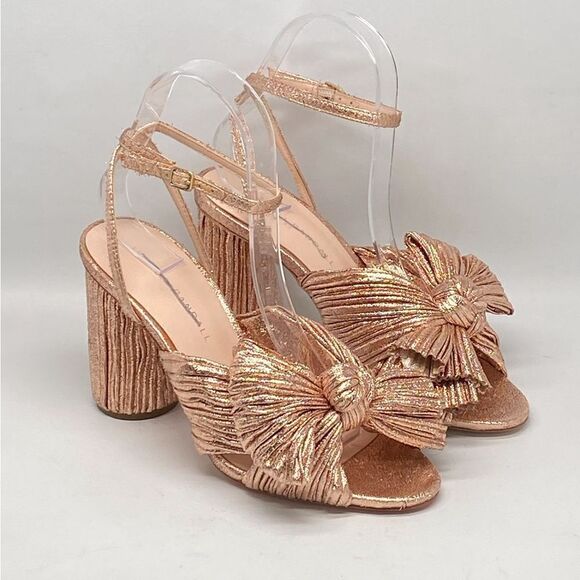 Loeffler Randall  Camellia Rose Pleated Bow Heel Sandals size 7 - Picture 3 of 13